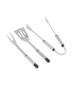 Set de 3 utensilios para barbacoa de acero inoxidable
